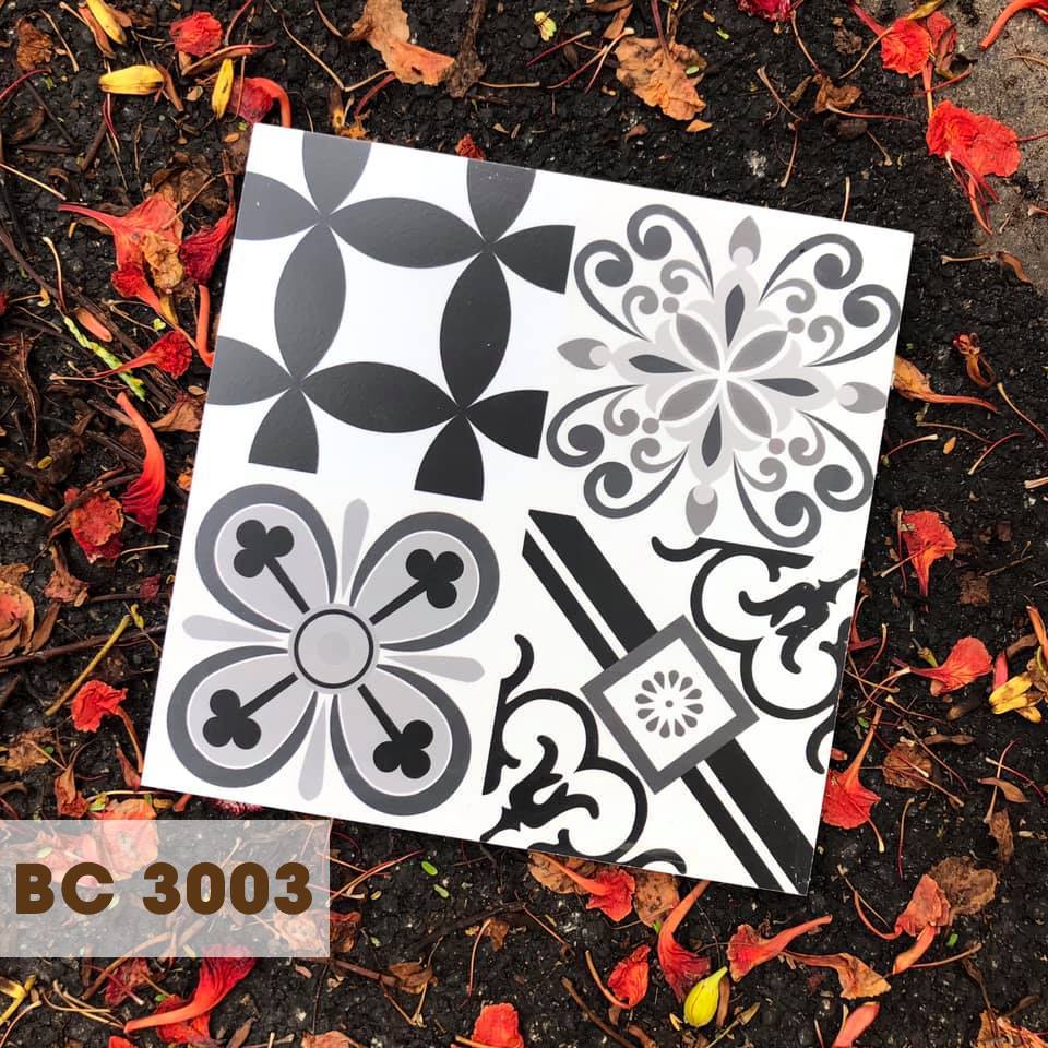 Mẫu gạch bông lát nền CMC mã BC 3003 tông màu xám - đen - trắng kết hợp, mang đến vẻ đẹp trang nhã, tinh tế