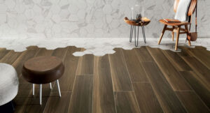 Biến căn phòng thêm phần nghệ thuật với cách lát gạch giả gỗ phối gạch lục giác