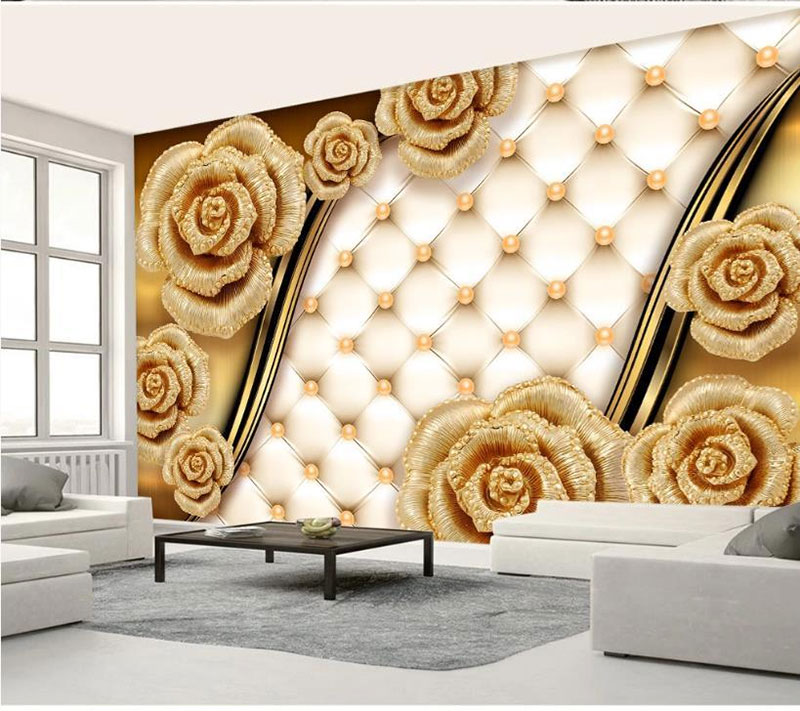 Mẫu gạch ốp tường phòng khách đẹp trông bắt mắt và sống động hơn với hình hoa 3D lớn