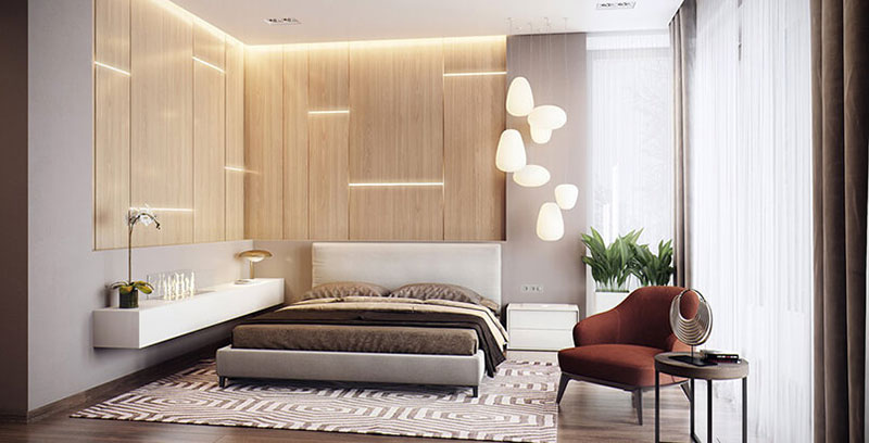 Mẫu gạch ốp tường phòng ngủ đẹp có tông màu sáng sẽ giúp không gian trở nên sáng sủa, thoáng đãng hơn