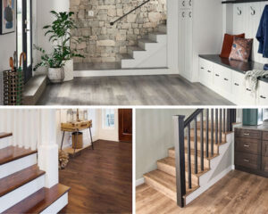 Tông gạch ốp cầu thang trầm, cổ điển nhưng vẫn giúp làm sáng không gian đáng kể