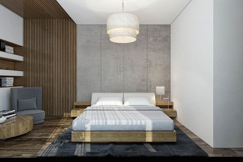 Mẫu gạch ốp tường cho phòng ngủ thiếu ánh sáng màu xám nhạt vừa nhã nhặn, trang trọng lại vừa hiện đại, sáng sủa