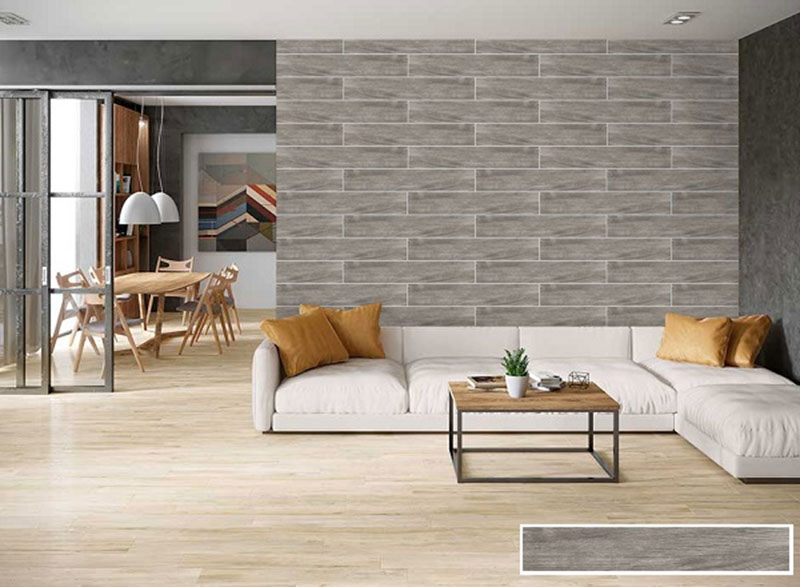 Mẫu gạch ốp tường phòng khách đẹp lạ với cách kết hợp nhiều kiểu lát với nhau