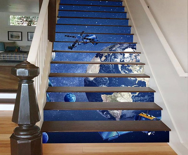 Mang cả ngân hà về trong ngôi nhà của bạn với mẫu gạch ốp cầu thang 3D độc đáo này