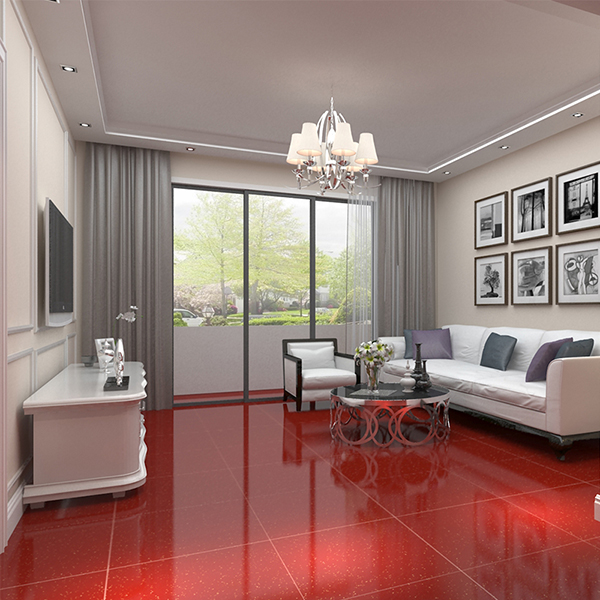 Phòng khách nổi bật với gạch lát nền đỏ tươi vô cùng cá tính, thời thượng