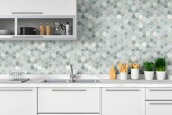 50 mẫu gạch lục giác ốp bếp theo phân loại - màu sắc & họa tiết 22 Gạch ốp bếp màu xanh phong thủy cho người mệnh Mộc, giúp mọi việc thuận lợi và sức khỏe dồi dào
