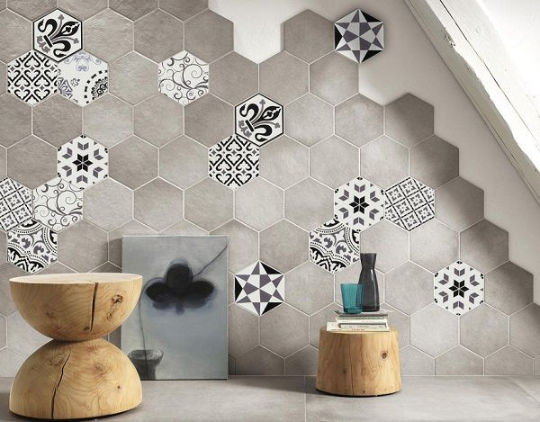 50 mẫu gạch lục giác ốp bếp theo phân loại - màu sắc & họa tiết 7 Nếu không thích màu mè thì mẫu gạch lục giác ốp bếp họa tiết hoa trắng, đen, xám cũng đẹp không kém chính là sự lựa chọn hoàn hảo cho bạn