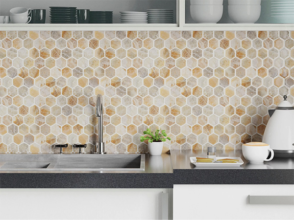 50 mẫu gạch lục giác ốp bếp theo phân loại - màu sắc & họa tiết 23 Gợi ý mẫu gạch lục giác tông sáng cho nhà bếp thời trang và cách tân