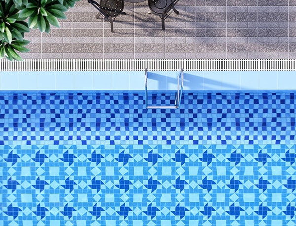 Gạch ốp lòng bể bơi CMC mã MC 3307 với họa tiết hình học độc đáo
