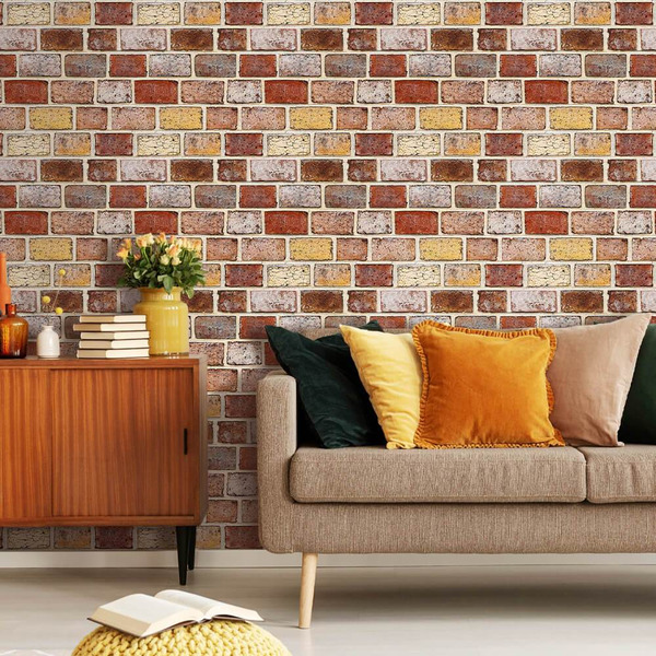 Mẫu gạch mộc ốp tường được phối trộn giữa nhiều tông màu tạo nên lớp áo rực rỡ cho tường