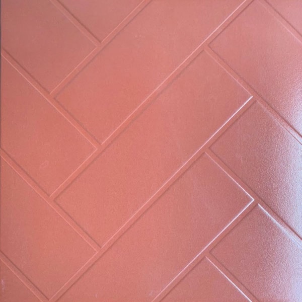Mẫu gạch lát nền phòng ngủ màu hồng họa tiết hình chữ nhật so le độc đáo