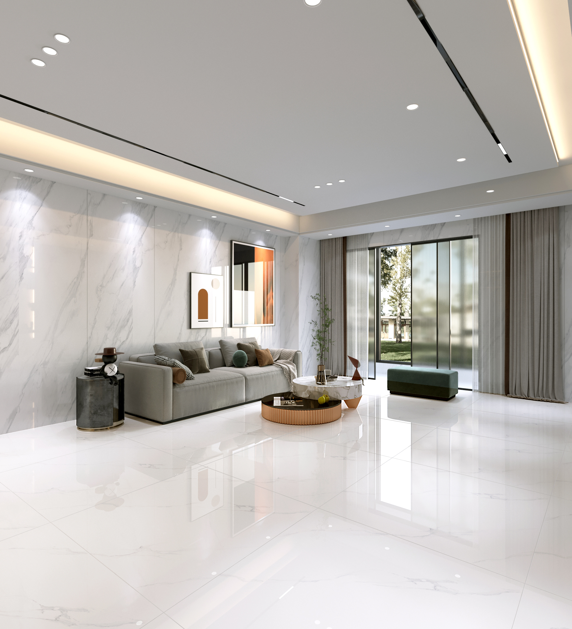 Gạch xương Porcelain sử dụng cho phòng khách