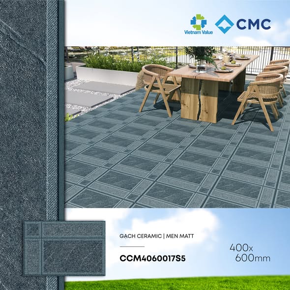 Gạch lát ngoại thất 400x600mm tông xám vân đá cách điệu mã CCM4060017S5 từ CMC Tiles