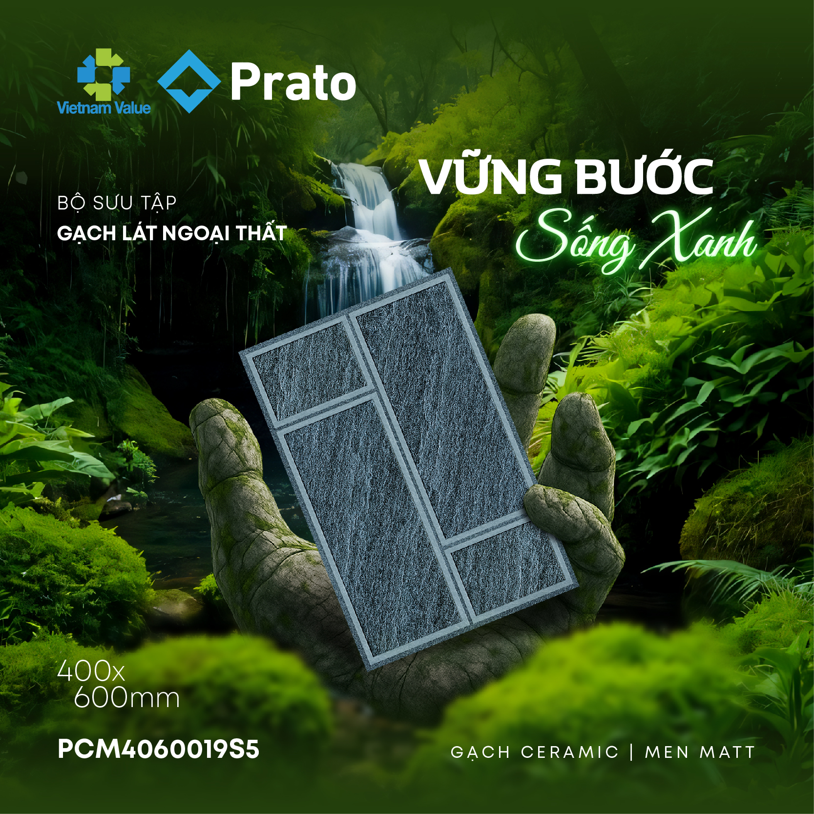 Gạch lát ngoại thất 400x600mm tông xám vân đá cách điệu mã PCM4060019S5 từ CMC Tiles